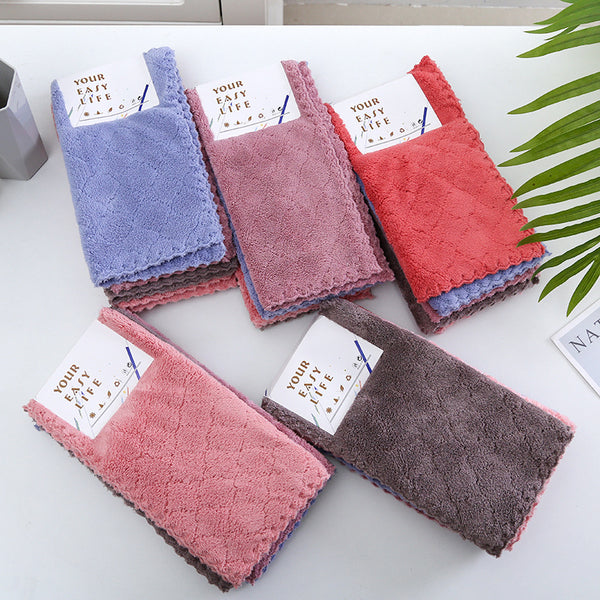 5Pcs Coral Fleece Dishcloth Set
