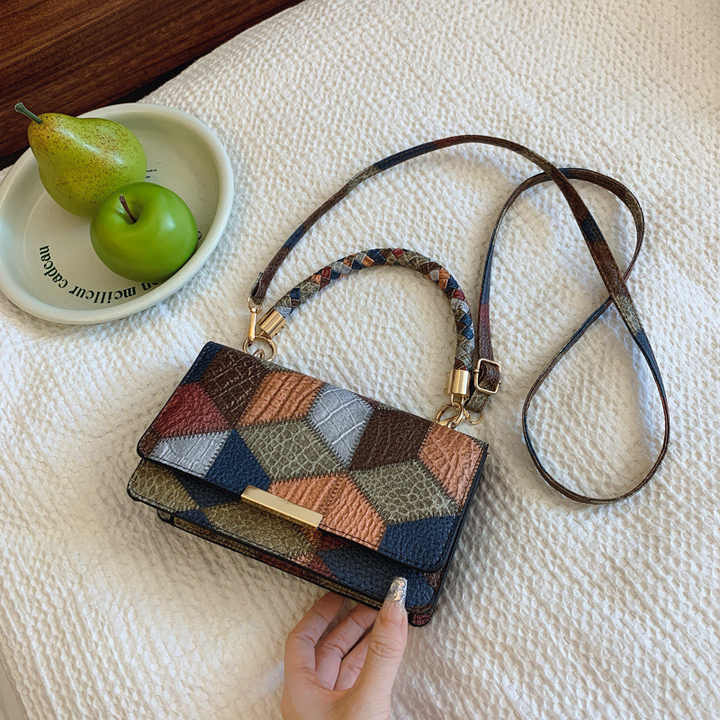 Multicoloured Diamond Pattern Sling Bag for Everyday Use