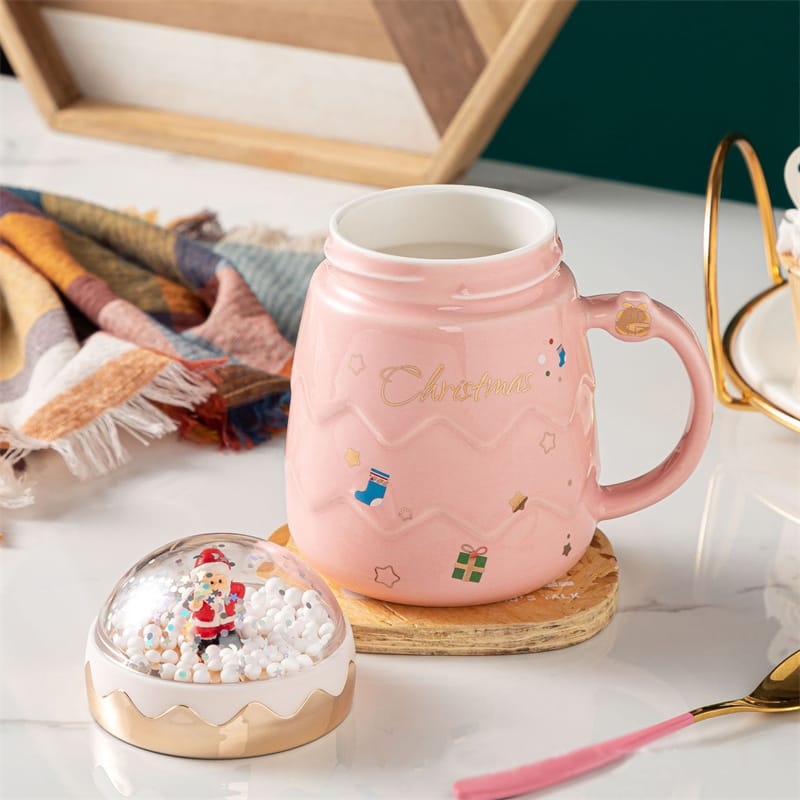 Ceramic Santa Claus Christmas Cup with Lid and Gift Box 500ml