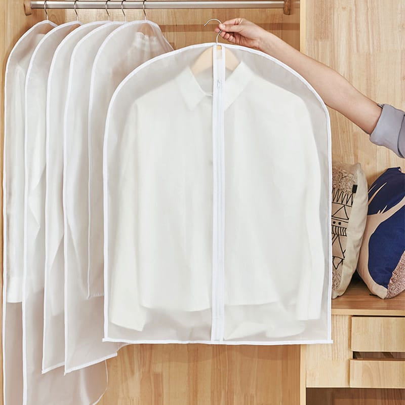 Gemelli Collections reusable transparent clothes dust cover garment bag with thickened washable material for protecting suits coats dresses jackets uniforms and hanging wardrobe clothing from dust dirt and moisture during storage
