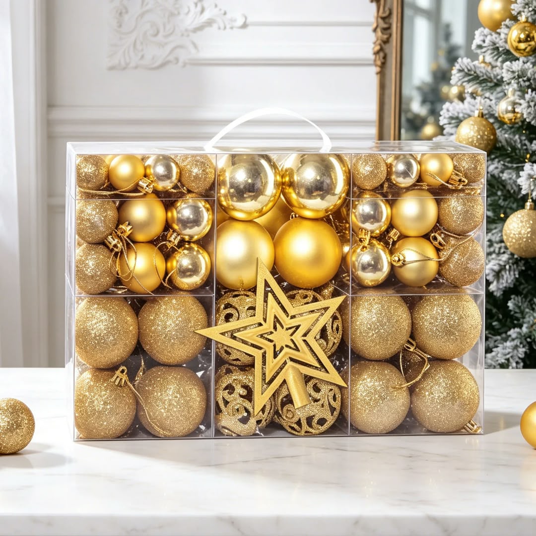 101 Piece Christmas Ball Ornaments Set for