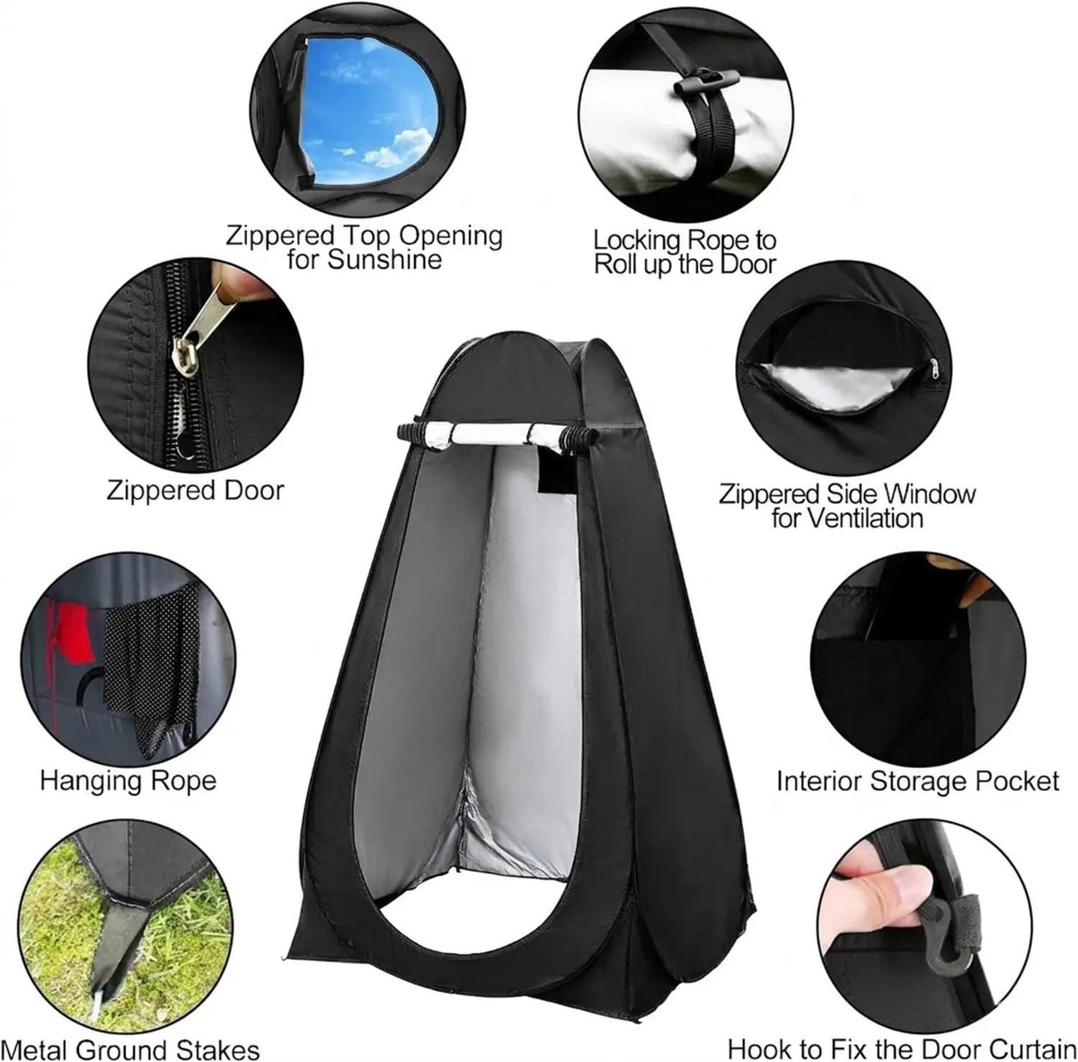 Pop-Up Privacy Shelter Tent for Changing, Showering and Portable Toilet Use