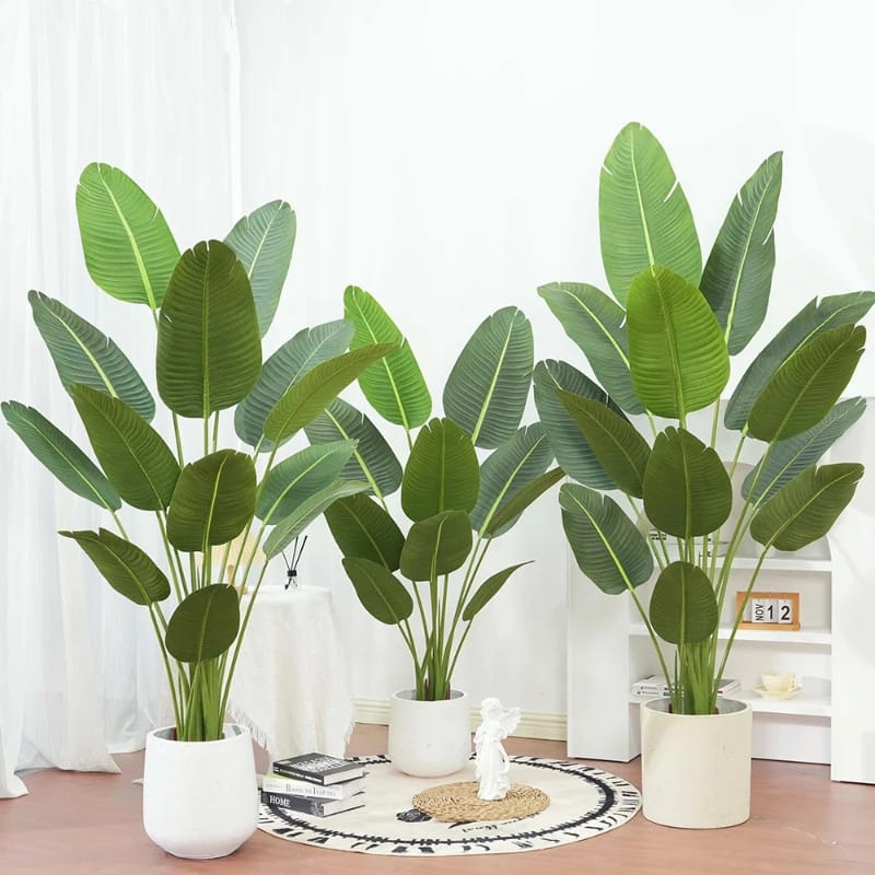 large artificial banana tree indoor decorative plant with realistic green leaves available in 160cm and 190cm for living room office home entryway and interior décor.
