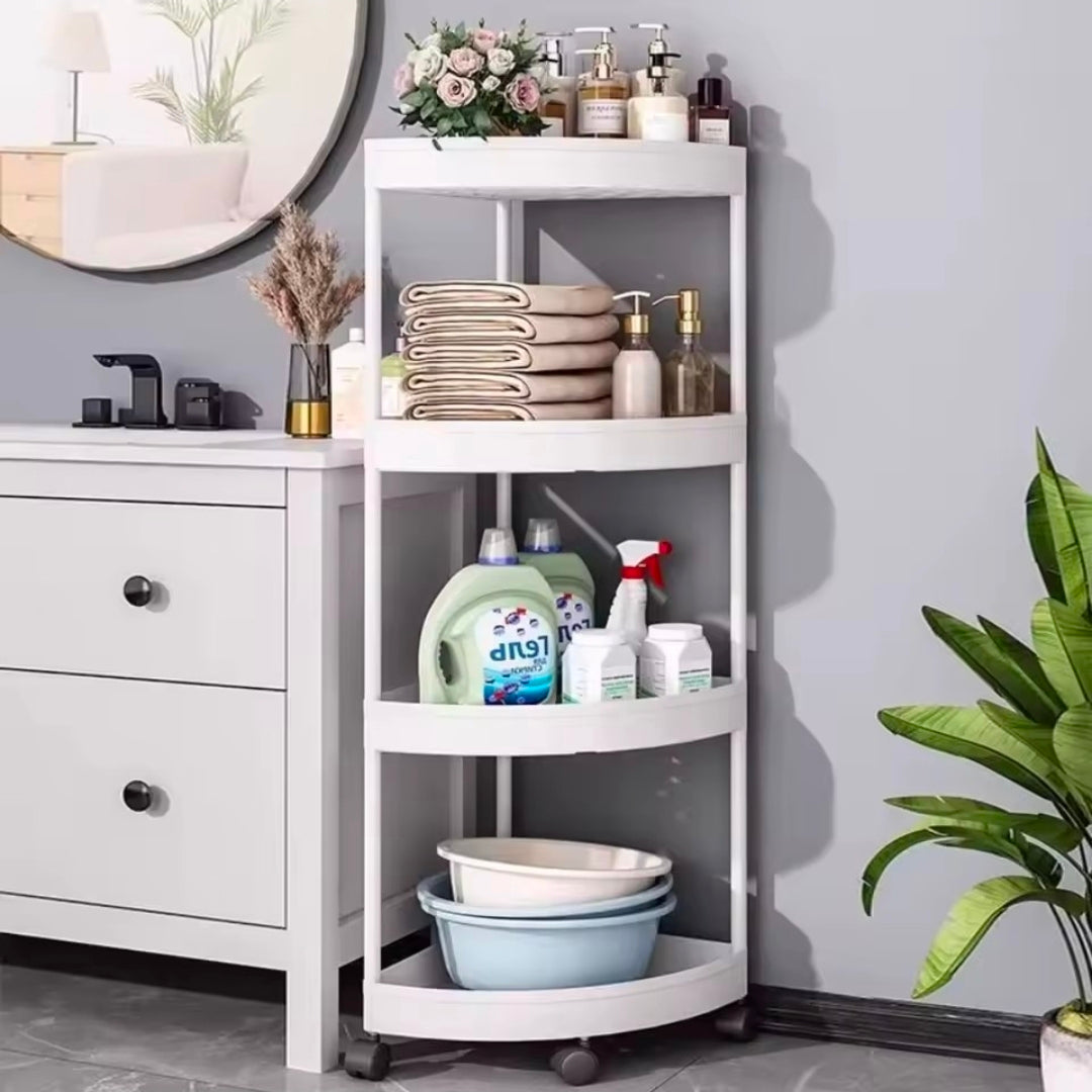 4-Tier Corner Storage Rack – Multi-Functional Home Organizer for Kitchen, Bathroom, Living Room, Bedroom, and Corner Storage Solutions