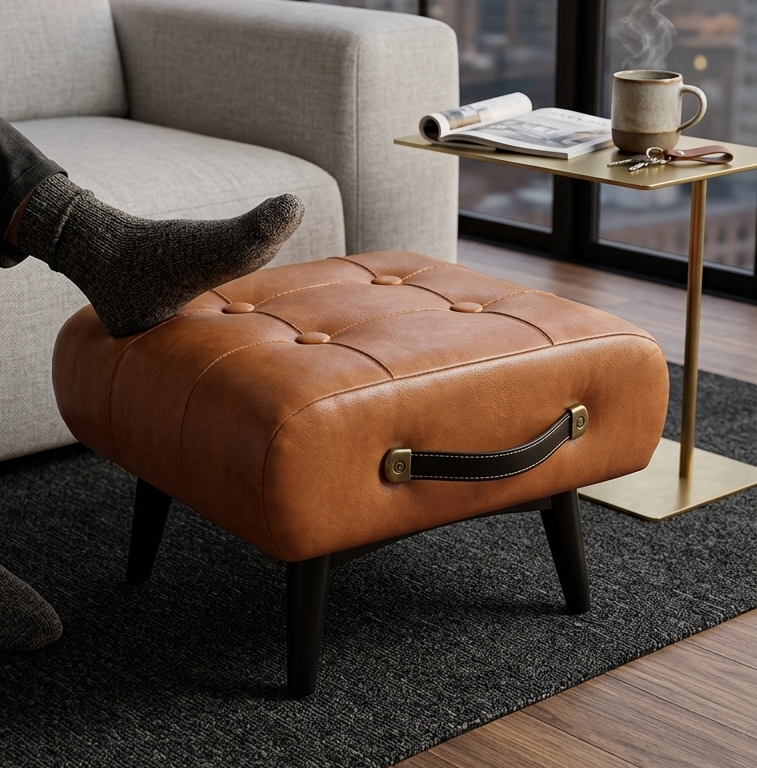 Premium leather footrest providing ergonomic support for home and office use