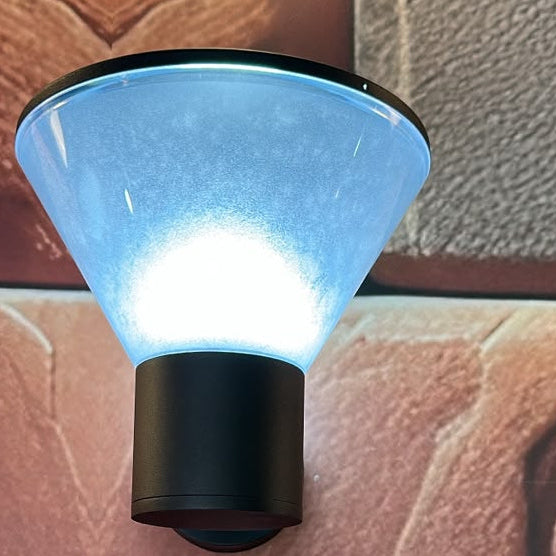 Black cone-shaped die-cast aluminium wall light with E27 holder for outdoor entrance and gate lighting LL 7361-BK - Gemelli Collection