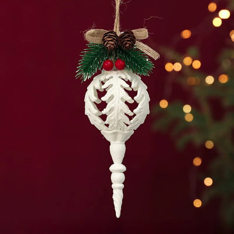 Set of 2 White Conch Christmas Tree Hanging Ornaments