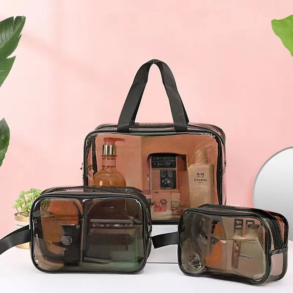 3pc Transparent Makeup Bag Set