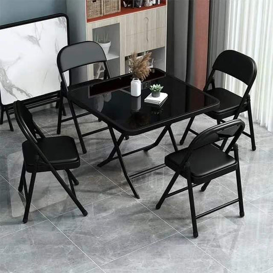 Foldable Table with Tampered Glass Top
