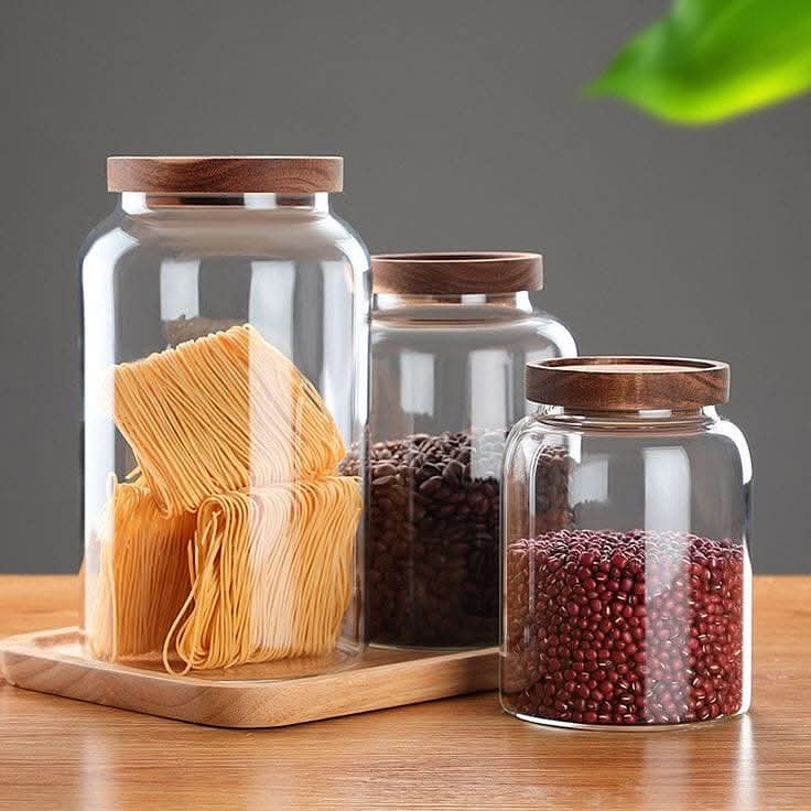 Glass Jar with Acacia Lid