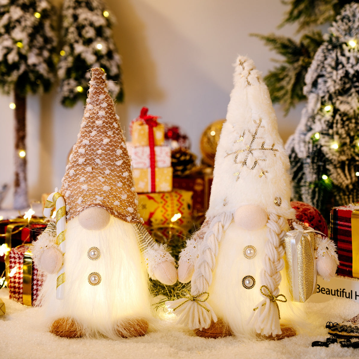 30cm Christmas Gnome Doll With LED Light Battery Powered Decoration