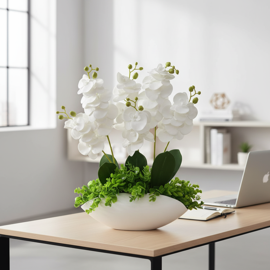 Orchids with Fibre Glass Vase
