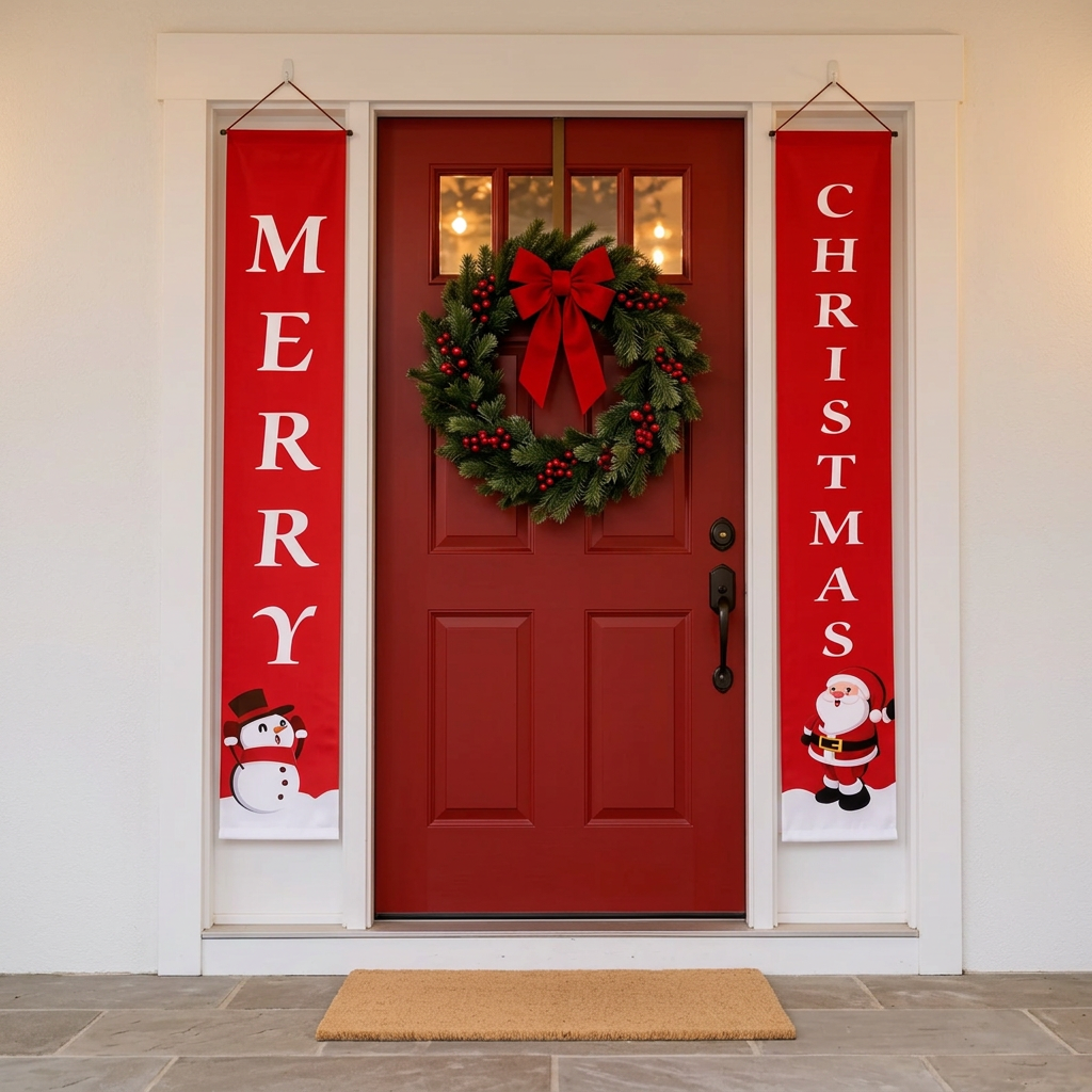 Christmas Door Banner Set, Merry Christmas Decorations