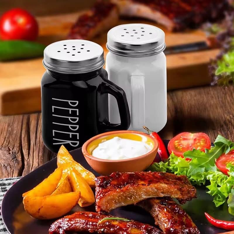 Farmhouse Salt and Pepper Shakers Set, 4oz Capacity, Modern Kitchen Decor