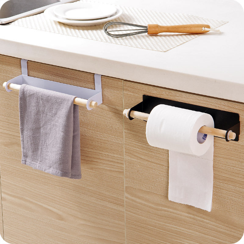 Gemelli Colllection kitchen towel rack over cabinet door hanging holder iron and wooden bar towel organiser space saving kitchen storage rack no drill towel holder home kitchen accessory