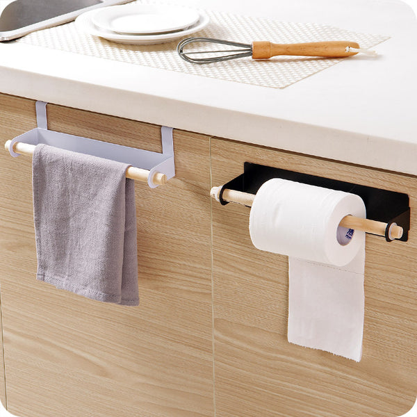 Gemelli Colllection kitchen towel rack over cabinet door hanging holder iron and wooden bar towel organiser space saving kitchen storage rack no drill towel holder home kitchen accessory
