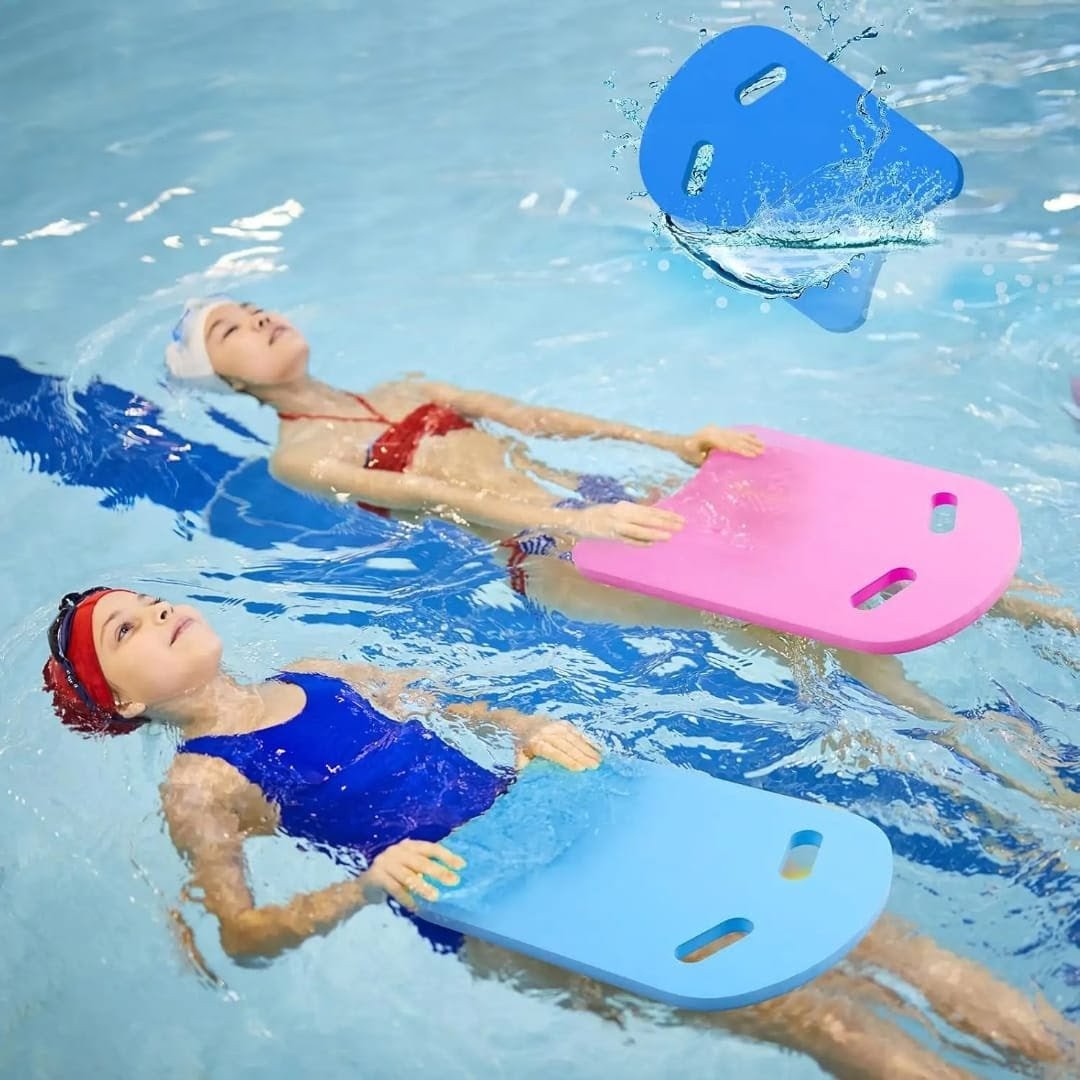 kids swimming kick boards in bright colors