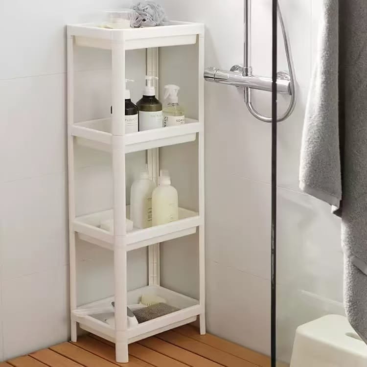 4-Tier White Multipurpose Storage Trolley with Wheels