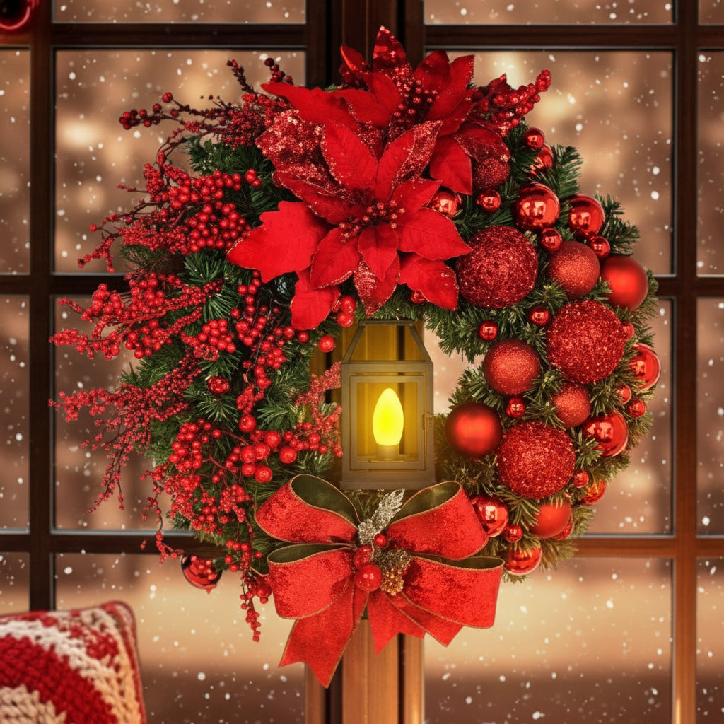 35cm Christmas Wreath With Lamp