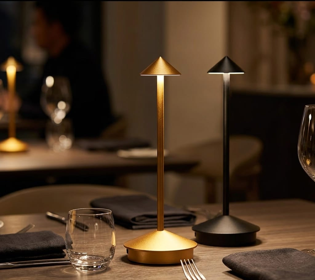 Gemelli Colllection rechargeable touch LED table lamp cordless ambient bedside lamp black gold modern portable table light touch sensor dimmable LED lamp home hotel restaurant decorative lighting stylish rechargeable desk lamp