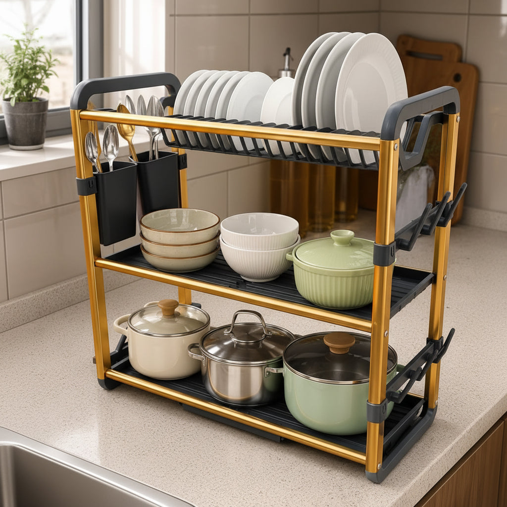 3-Tier Aluminium Dish Drainer