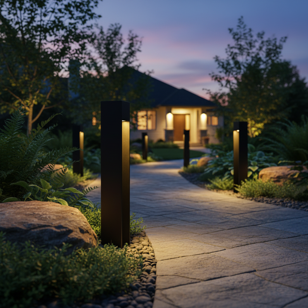 Aluminium Garden LED Bollard Light 5W LL 22BL-34-06-BK-WW