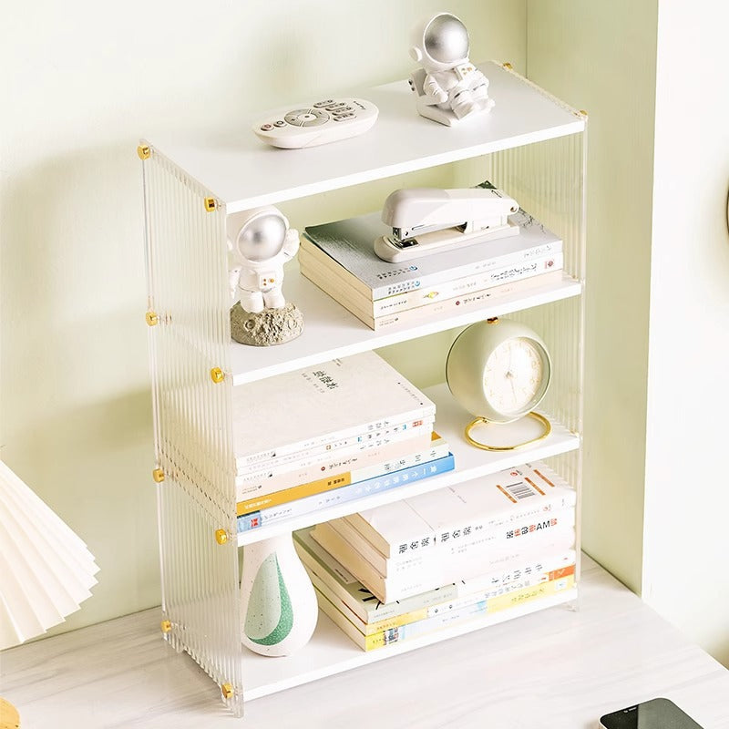 Gemelli Colllection multipurpose wood and acrylic storage rack countertop organiser modern home décor storage shelf