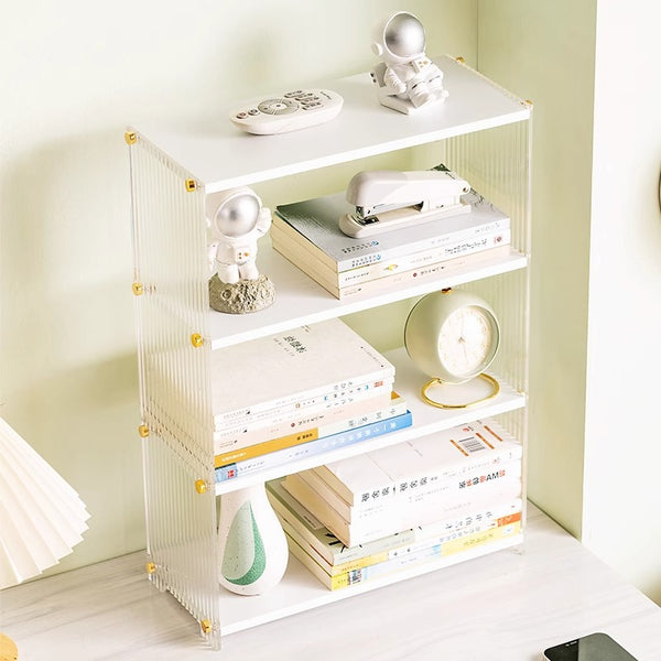 Gemelli Colllection multipurpose wood and acrylic storage rack countertop organiser modern home décor storage shelf