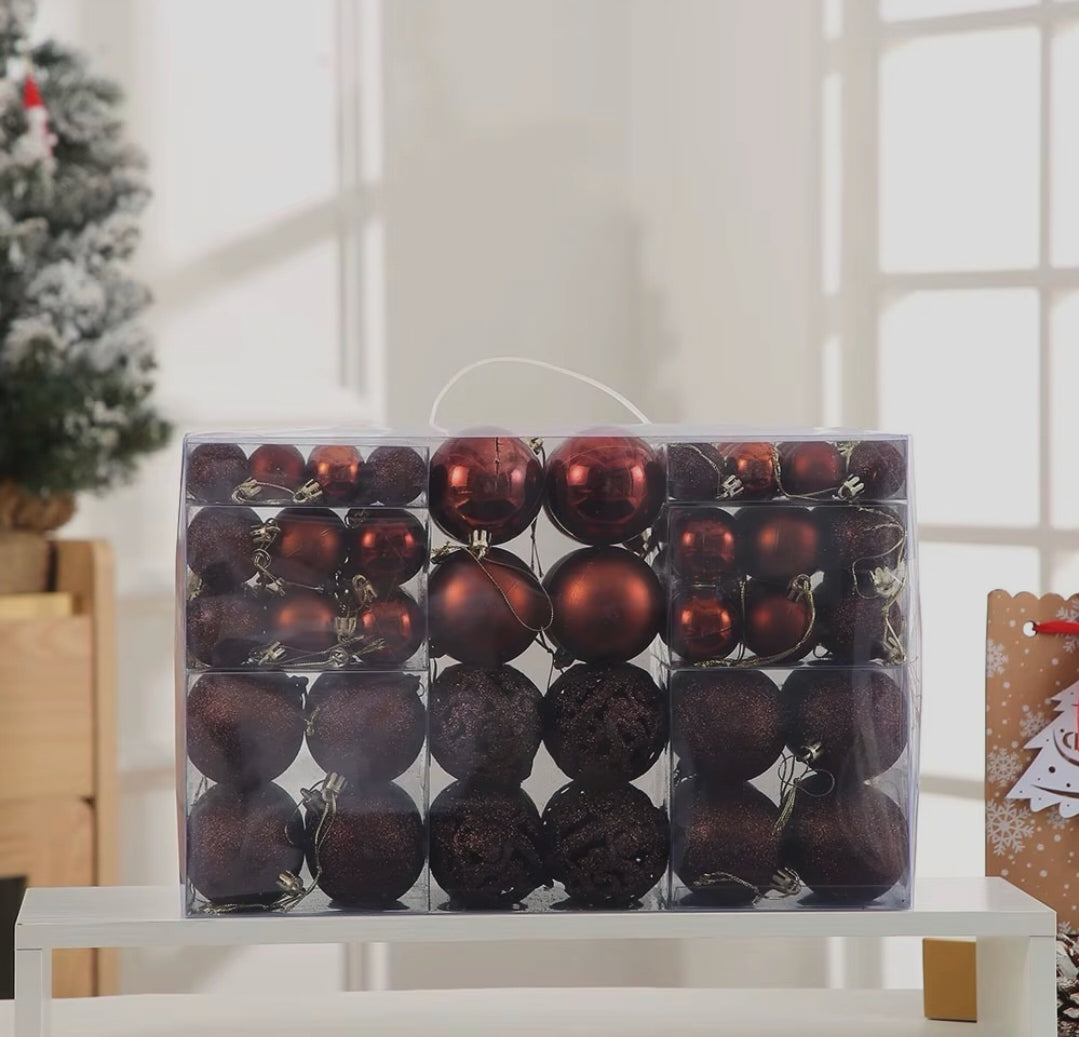 100-Piece Christmas Tree Decoration Balls Set in Three Sizes