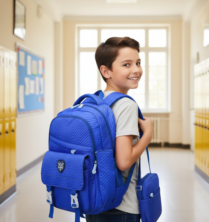 3-in-1 big size school bag with colorful waterproof design