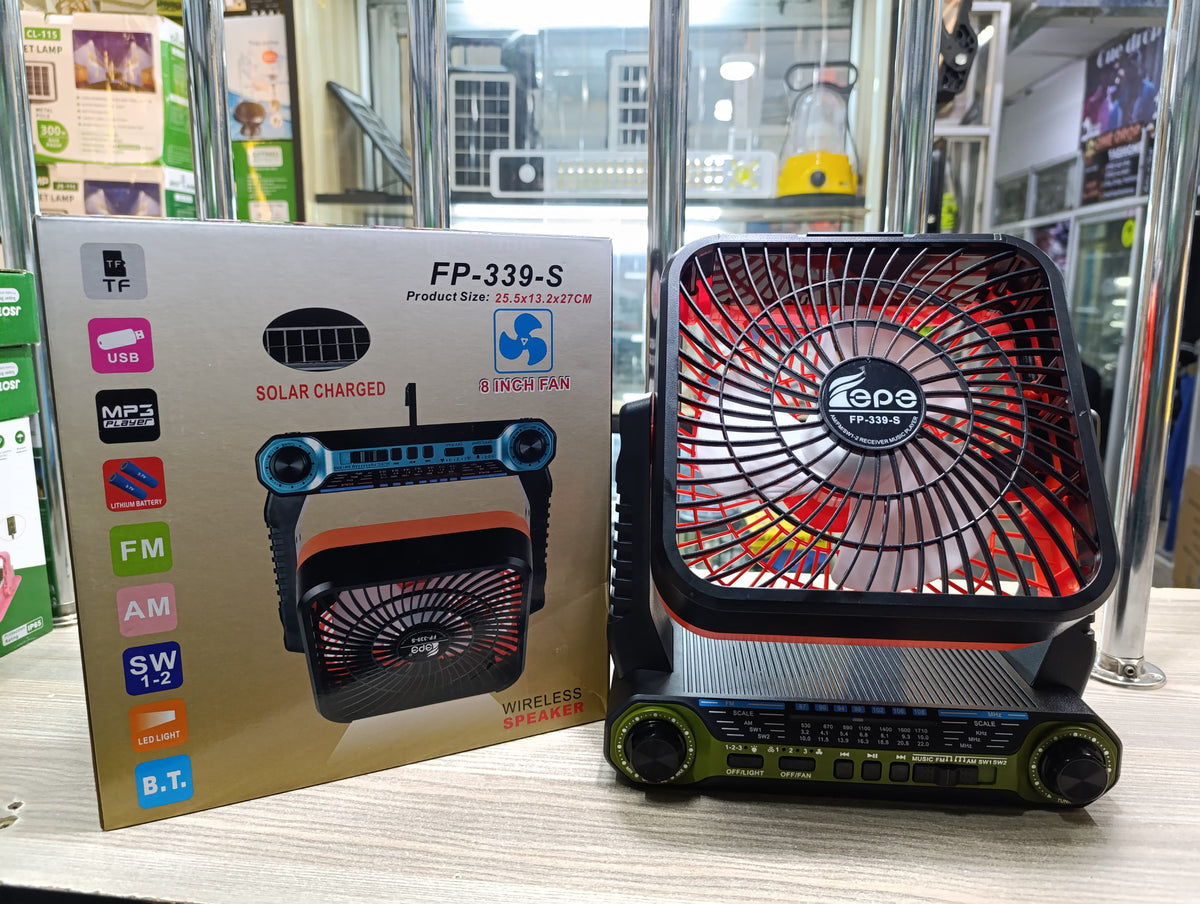 8inch Solar Charging Fan with Music System And Lights