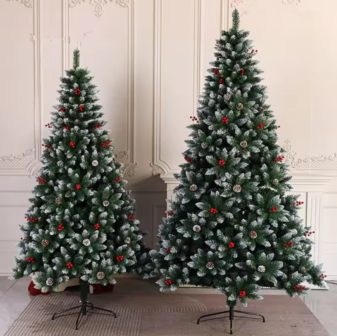 Frosted Christmas Tree with cones & berries