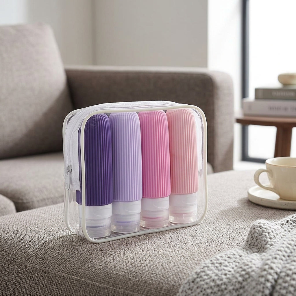 Set of 4 Silicone Travel Lotion Bottles 90ml Each