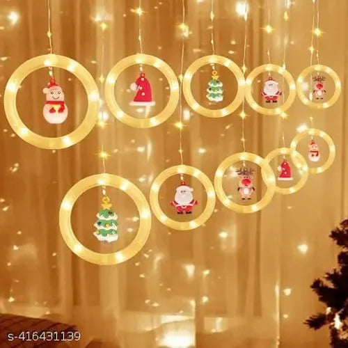 Christmas LED Lights with Santa, Snowman, Reindeer & Christmas Tree – 10 Pendants