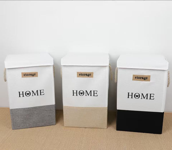 Foldable Laundry Hamper with Lid 33×33×53cm, Lightweight Multi-Purpose Storage Basket for Clothes, Toys and Blankets, Space-Saving Home Organizer