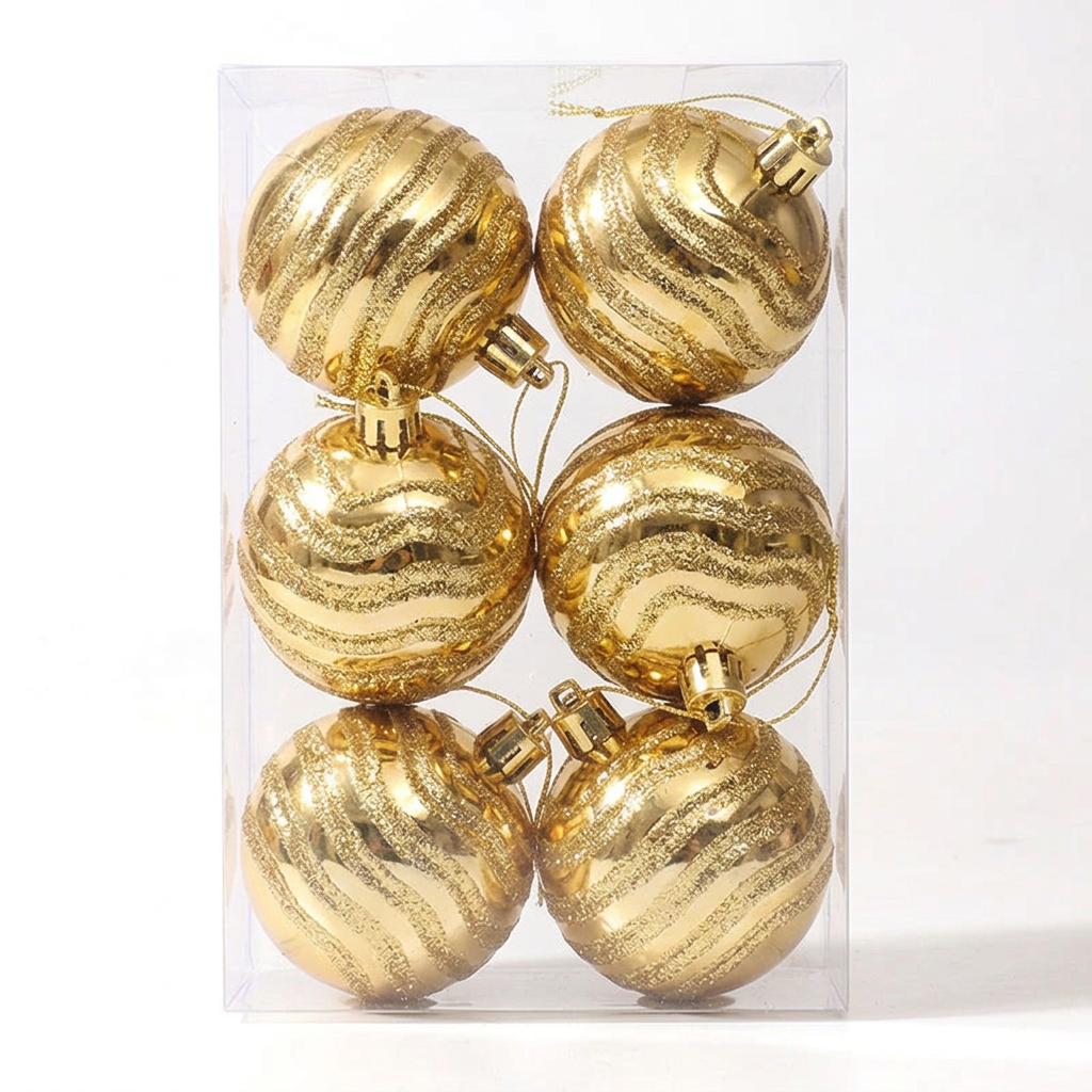 6-Piece Colourful 3D Christmas Ball Ornaments