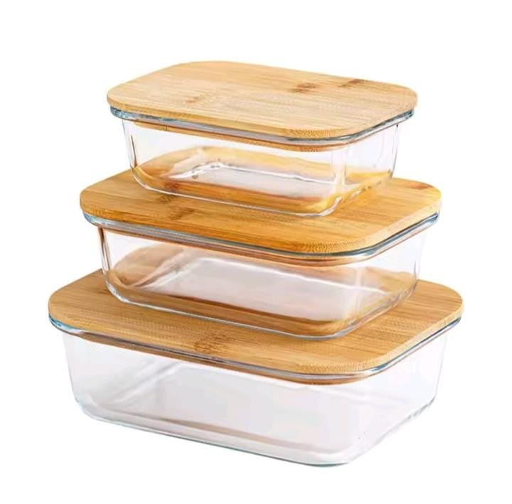 3in1 Snack Storage Box Set With Wooden Top Lid