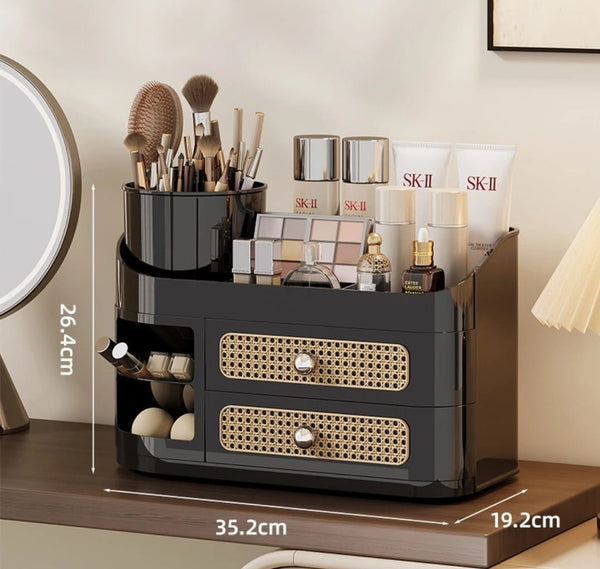 Rotating Makeup Storage Organizer with Brush Holder