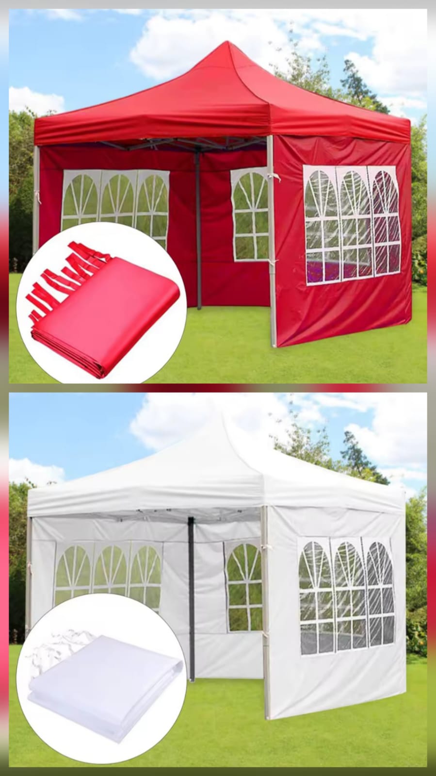 3M × 3M Foldable Outdoor Canopy Tent with Transparent Sides
