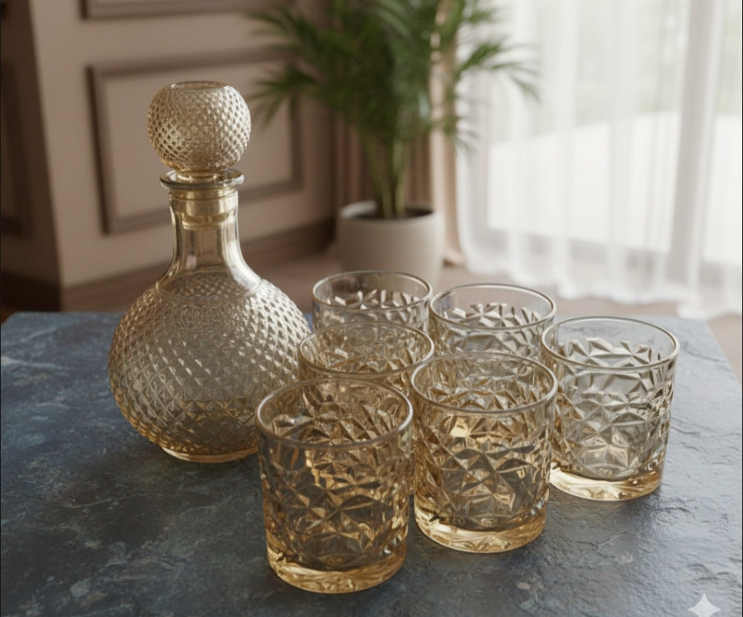 7pcs Crystal Gold Decanter Set