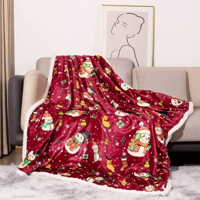 Christmas Sherpa Fleece Throw Blanket in Flannel