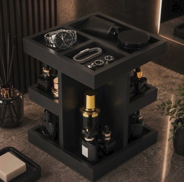 3 Tier Rotating Wooden Makeup Organizer