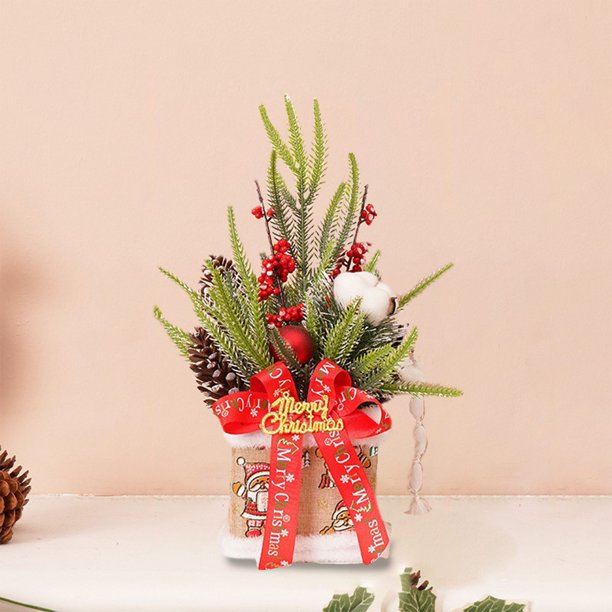 Small Christmas Centrepiece with Santa, Pinecone and Berries