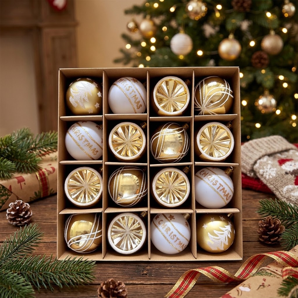 16pcs Christmas Tree Baubles 6cm