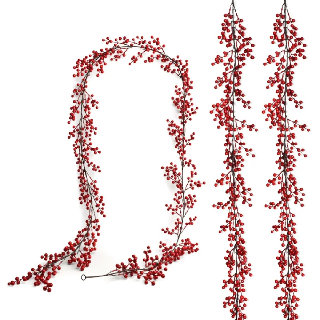 Artificial Red Berry Christmas Garland for Home Decorations