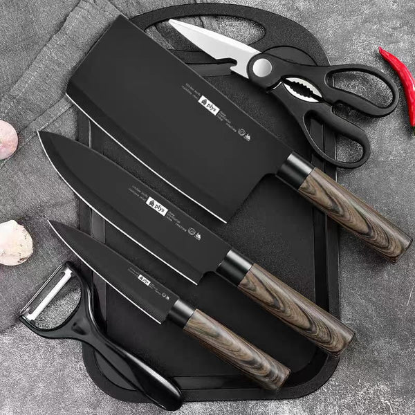 Gemelli Colllection 7pcs kitchen knife set sharp cooking knives peeler scissors butcher knife fruit knife chopping board non slip handle kitchen tool set