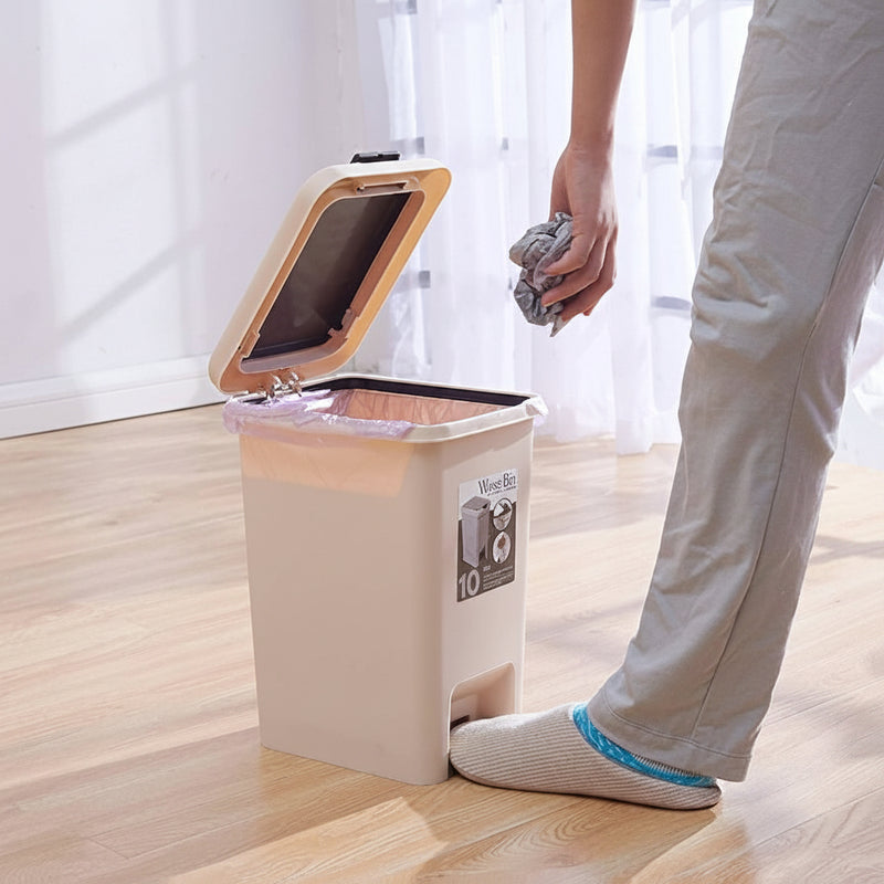 2 in 1 Pedal Push Dustbin – Modern Waste Bin with Dual Opening Lid for Kitchen Bathroom and Office Use