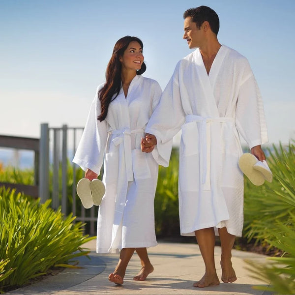 Gemelli Collections cotton waffle bathrobes in