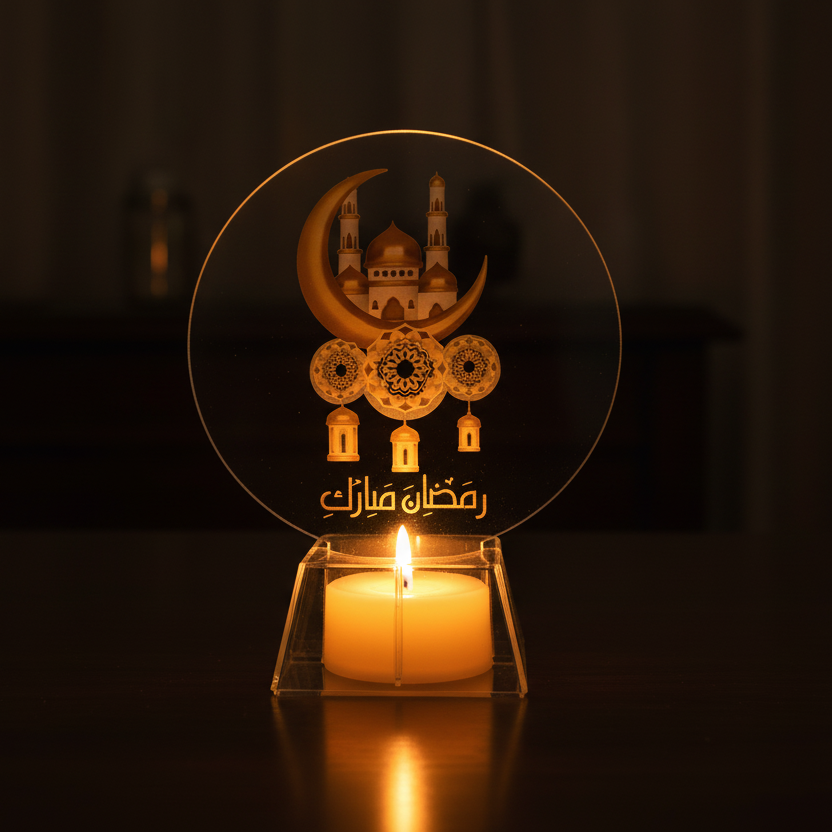 Ramadan Mubarak LED Candle – Decorative Ramadan Home Décor