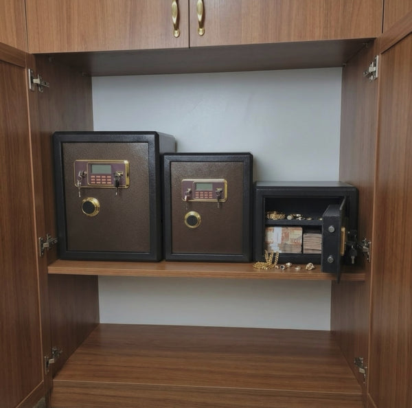 Digital electronic safe box for secure storage of cash, jewellery, documents, and personal valuables